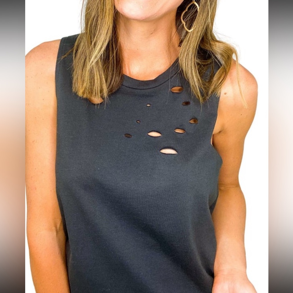 Black Distressed Muscle Tank - Picture 2 of 3